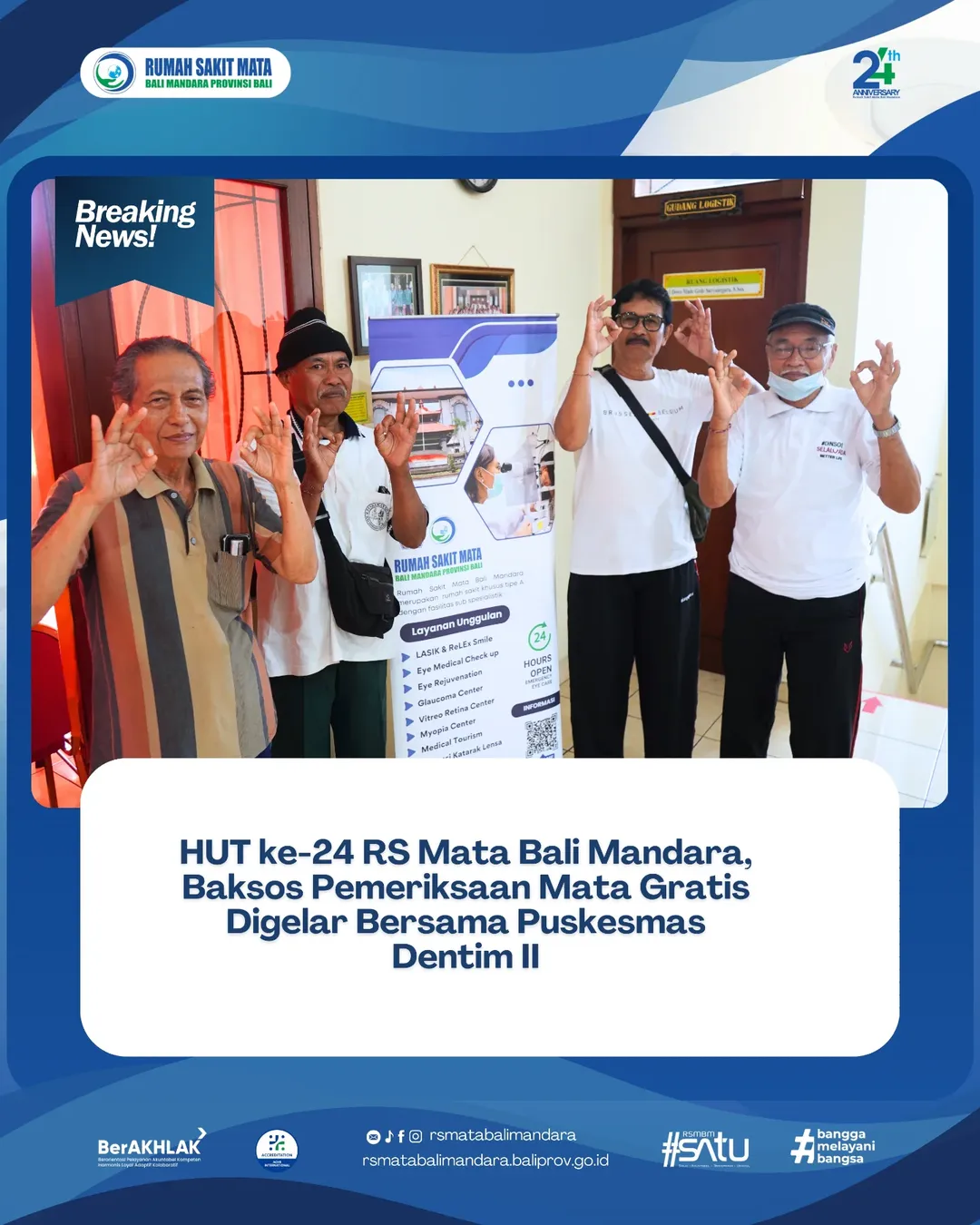 HUT ke-24 RS Mata Bali Mandara, Baksos Pemeriksaan Mata Gratis Digelar Bersama Puskesmas Dentim II