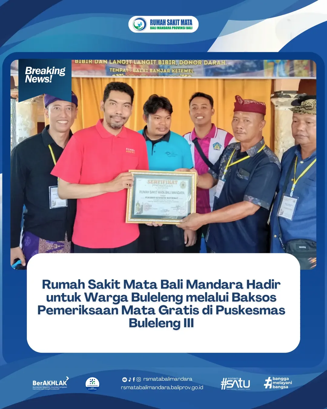 Rumah Sakit Mata Bali Mandara Hadir untuk Warga Buleleng melalui Baksos Pemeriksaan Mata Gratis di Puskesmas Buleleng III